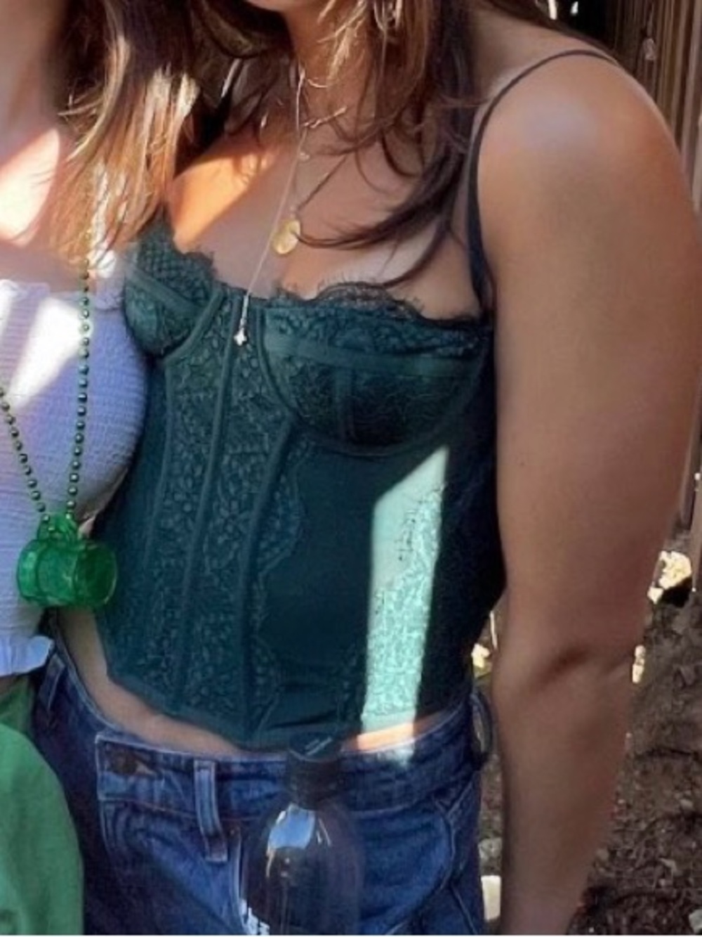 Urban Outfitters Dark Green Modern Love Corset